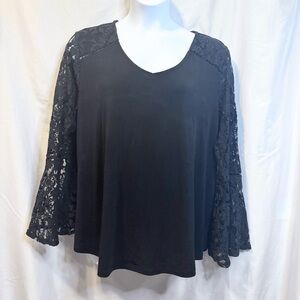 Cato Elegant Black Lace Long Sleeve Women's Top Size 18/20W